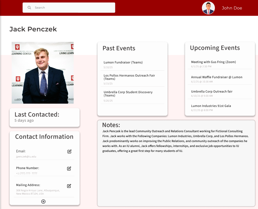 Screenshot of Profile design